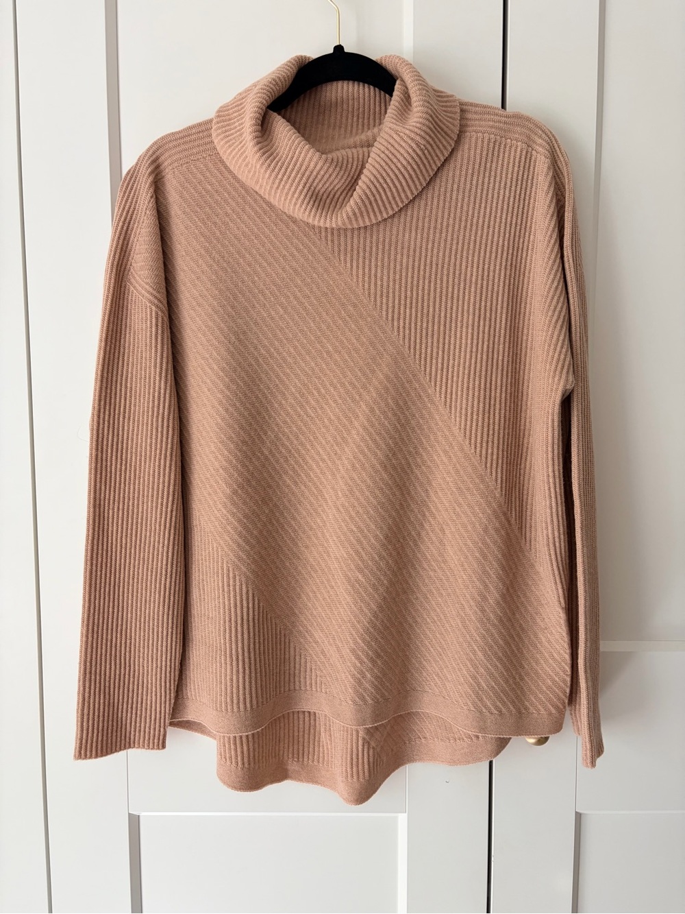 Eileen Fisher Cashmere Babln Dusty Blush Ribbed Turtleneck Sweater | S